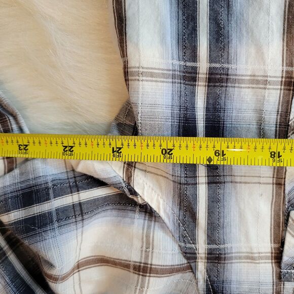 Cowboy Up Brown White Snap Button Down Long Sleeve Size M - Picture 8 of 10